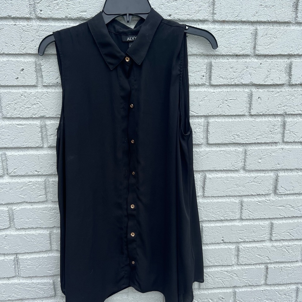 Sleeveless black button down top from Alyx size XL